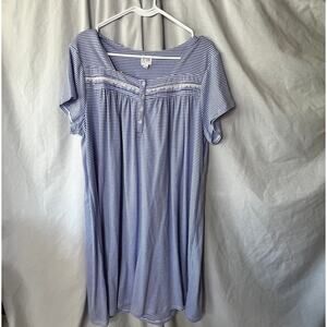 Aria Blue White Striped Nightgown New L